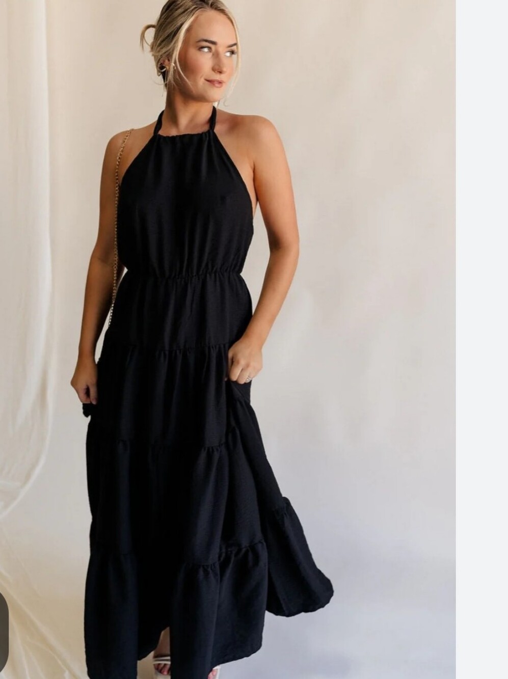 Pretty GARDEN Elegant Black Halter Dress (M)
